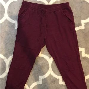 Mudd Maroon Wash Palazzo Pants with Elastic Cuffs